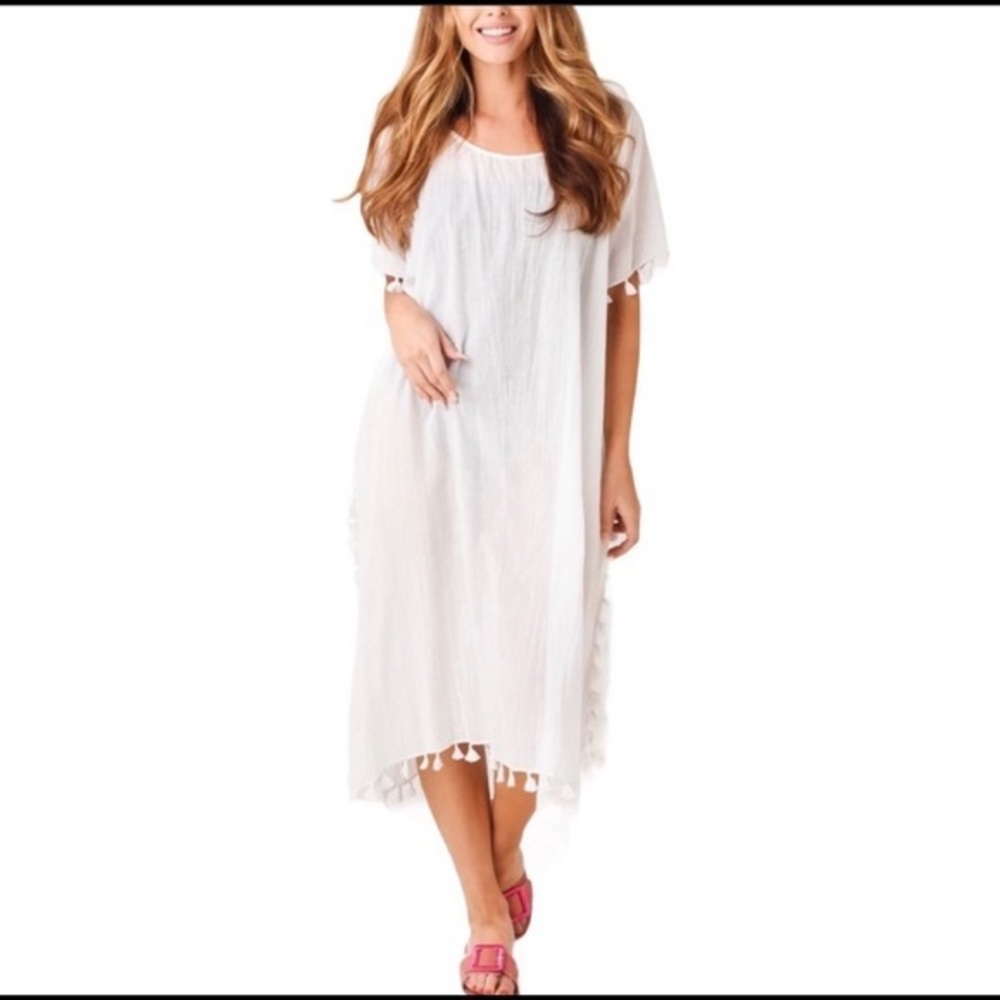 SEAFOLLY BEACH BASICS MIDI-AMNESIA KAFTAN NWT O/S